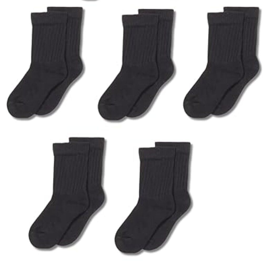 Amazon Essentials Unisex Kids and Toddlers' Cotton Crew Socks, 10 Pairs opened